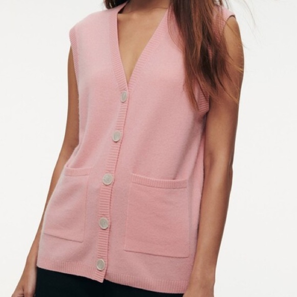 Naadam 100% Cashmere Pink Button Front Sweater Vest Small - Picture 2 of 13